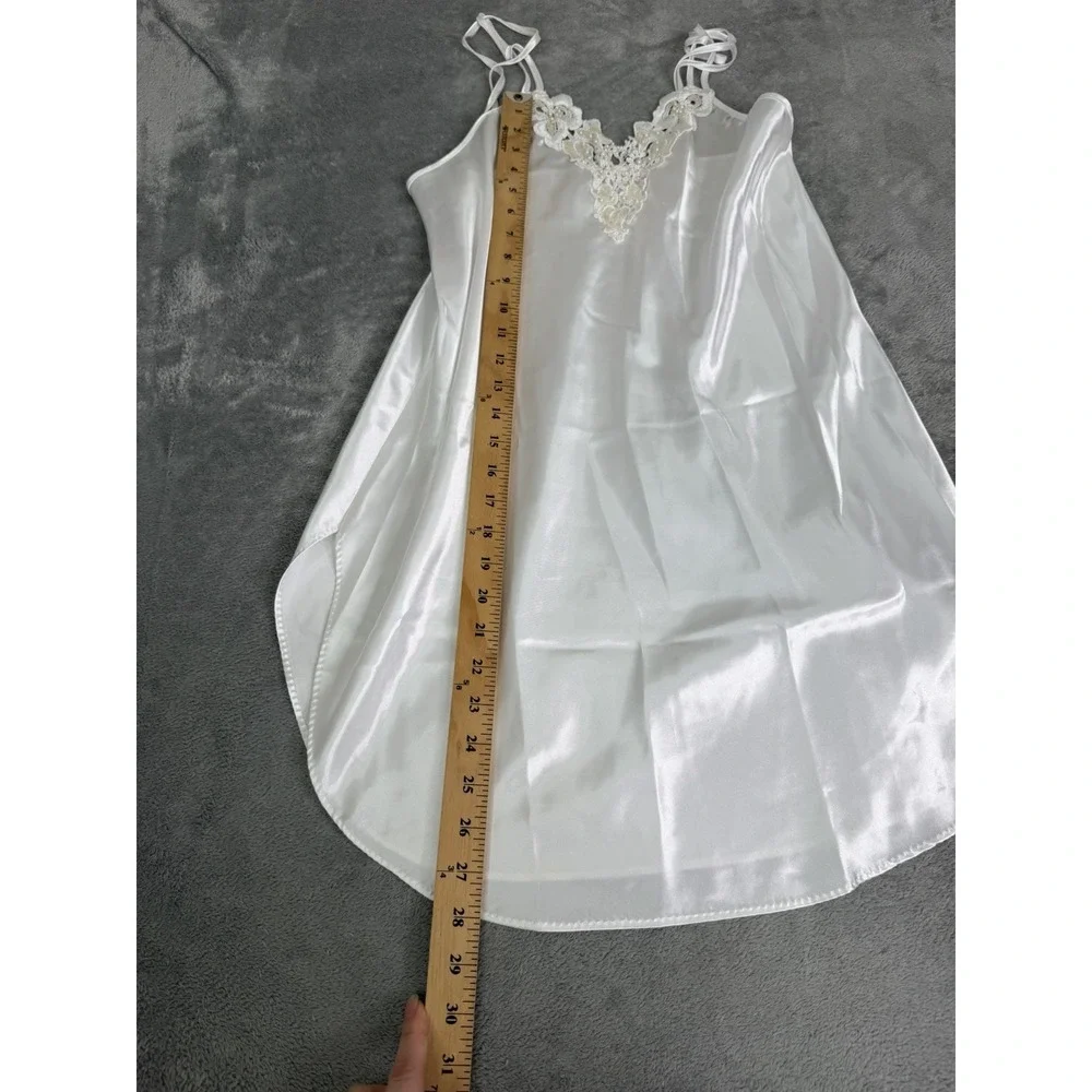 Vintage Y2K Lace Beaded Slip Dress Women's Size Medium White Fairy Dainty Bride - Picture 8 of 8